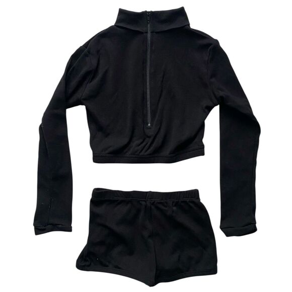 Chassé Long Sleeve Cropped Bodysuit Cheerleading Shirt & Shorts Set Youth M - Picture 3 of 4